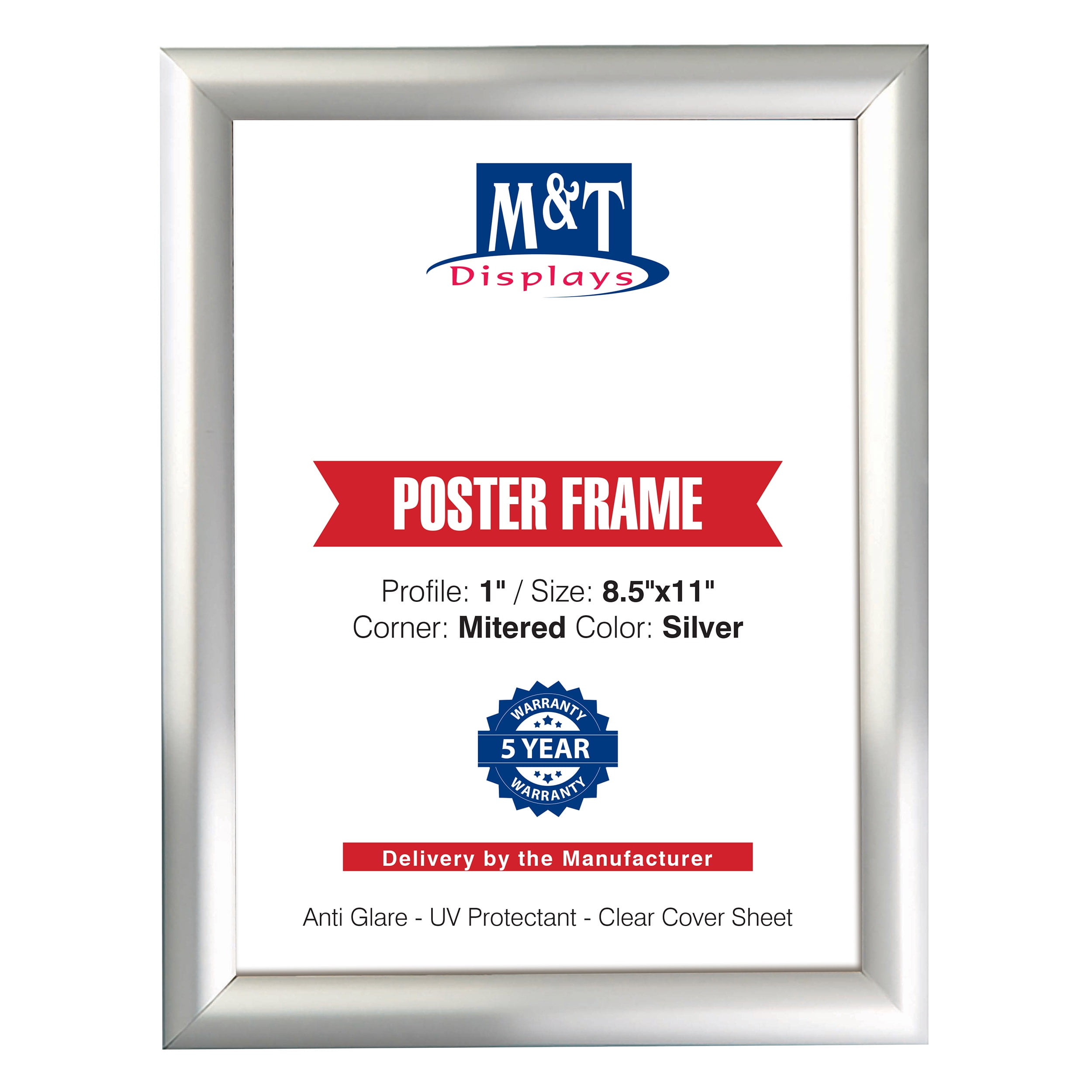 MT Displays Snap Poster Frame 8.5x11 Inch Silver 1