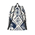 thumbnail image 4 of Casual Canvas Backpack Without Interlayer Large Capacity Stick Bag Design For Outdoor Shopping Office Outdoor Sports Navy Geometric Patterns_2 Small, 4 of 7