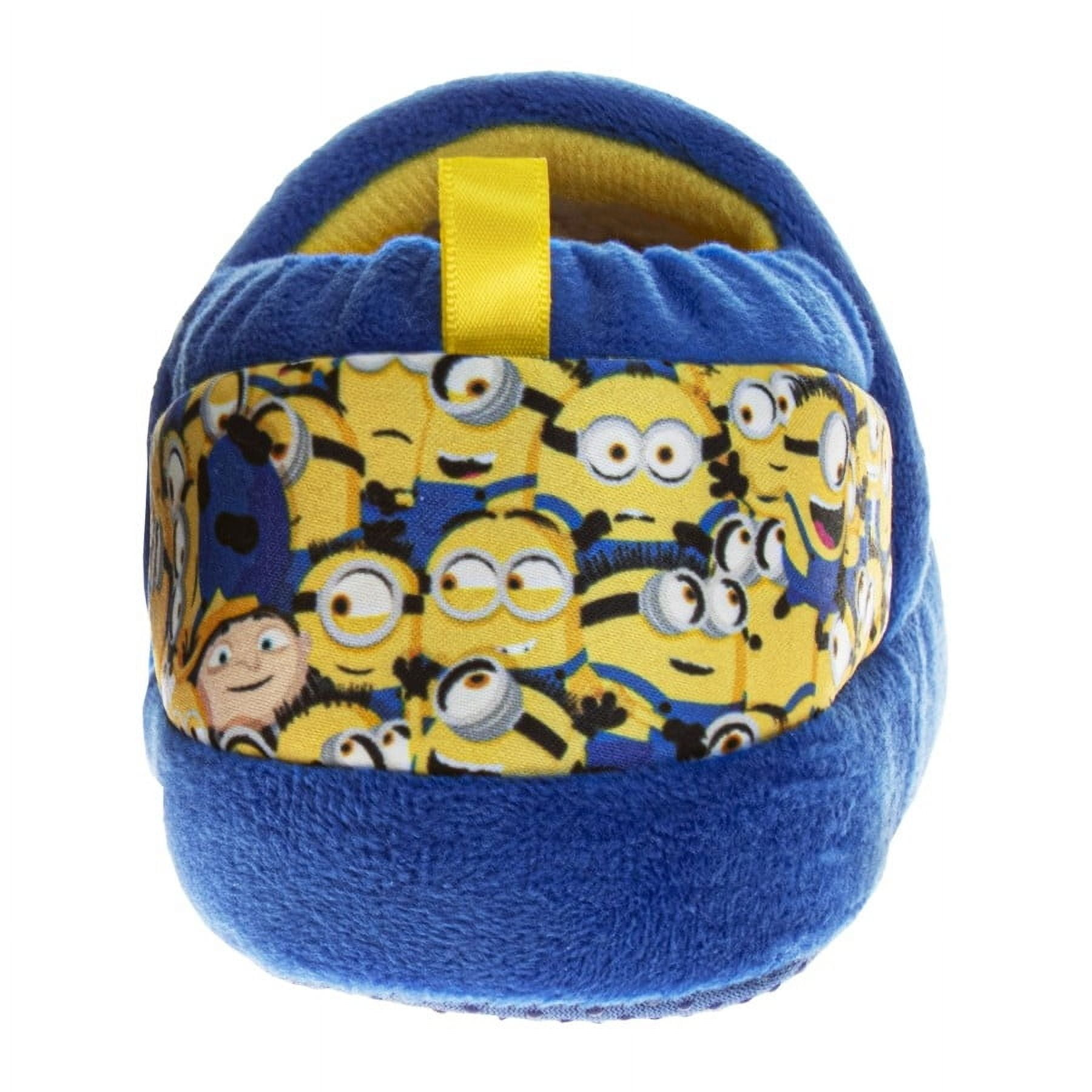 Minions Dual Sizes Kids Slippers. (Toddler  Little Kids), Blue Yellow, 11 12