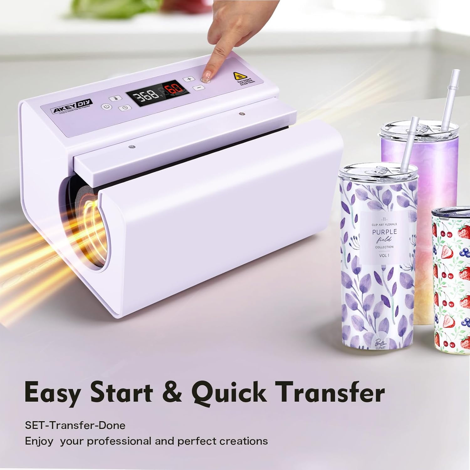Adnoom Auto Tumbler Heat Press Machine, 30OZ Mug Heat Press Fast & Even, Automatic Sublimation Tumblers Press, Cup Transfer Machine for 11-30OZ Stainless Steel, Ceramic Purple