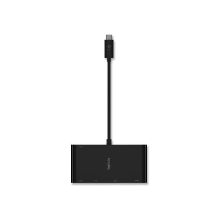 UPC: 0745883799091 | Belkin USB-C Multimedia + Charge Adapter for Notebook – 100 W – USB Type C – 1 x USB 3.0 – Network (RJ-45) – HDMI – VGA – Wired