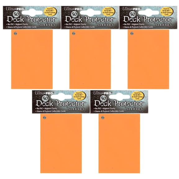 Trading Card Supplies - Ultra Pro DECK PROTECTORS - ORANGE (Lot of 5 - 250 Sleeves Total)(Small)