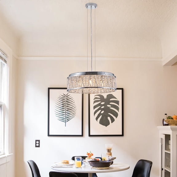 Jopath 19" Modern Crystal Chandelier, Round Ceiling Light Flush Mount Ceiling Light Fixture for kitchen Island Dinning Bedrooms and Hallway (Bulb Not Included)