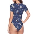 thumbnail image 4 of The Xecao Squirrel Flower Women's Crew Neck Body Suit, a short-sleeved bodysuit and basic swimsuit, both comfort and style for dating and daily life, 4 of 9