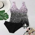 thumbnail image 4 of Womens Swimsuits Trendy Print Plus Size Deep V-Neck Tankini Set Purple Women Bathing Suits XL, 4 of 6