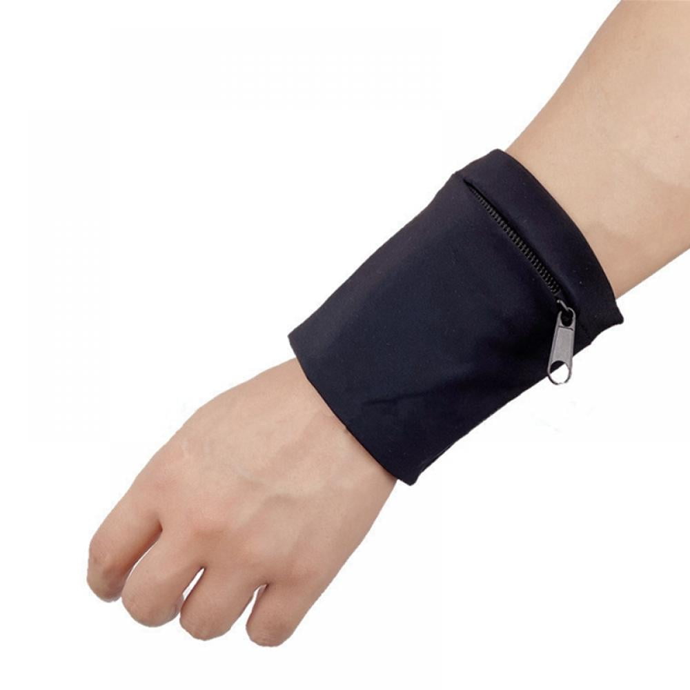 2Pcs Zipper Pocket Gym Sports Wristband Running Cycling Wrist Band Sweatband 