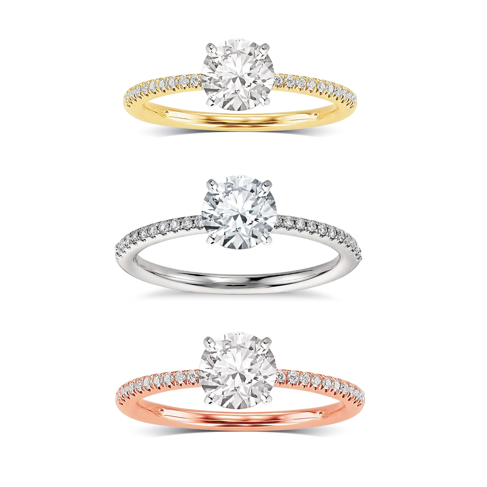 Arista 2.00 Carat T.W. Round Swarovski Diamonds White Solitaire Engagement Ring in Pink Plated Sterling Silver