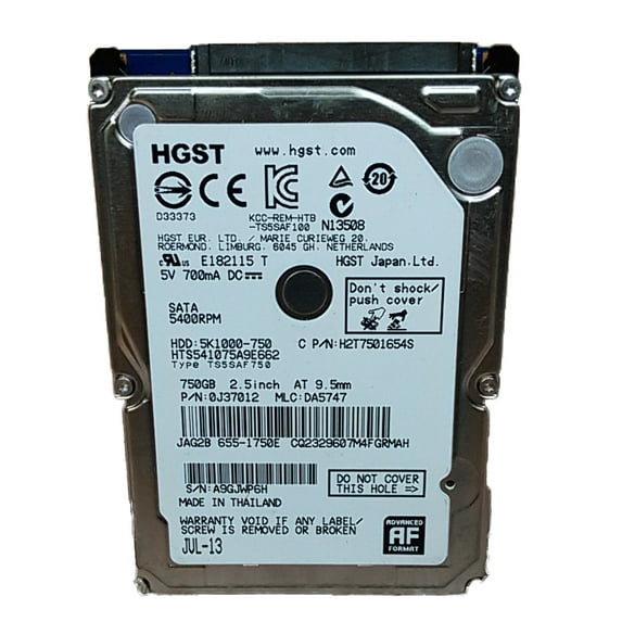 Pre-Owned HGST TravelStar HTS541075A9E662 750 GB 2.5" SATA III Laptop Hard Drive (Good)