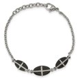 thumbnail image 4 of Chisel  Stainless Steel Polished Black IP-plated 7 Inch with 1-inch Extension Cross Bracelet, 4 of 5