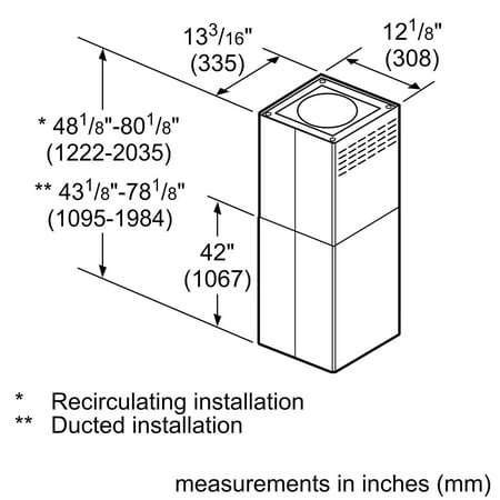 Duct Extension Kit for Select Bosch Island Range Hoods - Stainless steel