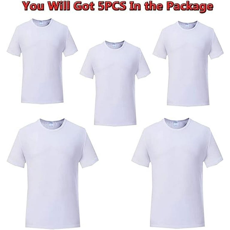 5 Pcs Sublimation Blank T Shirts 100 Polyester White Tshirts