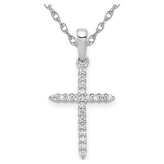 1/6 Carat (Ctw) Diamond Cross Pendant Necklace in 10K White Gold with Chain for Women