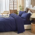 thumbnail image 3 of Washed Cotton Duvet Cover Set Linen Feel Natural Wrinkle Lightweight Comfy (King  Linen), 3 of 6