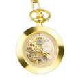 thumbnail image 4 of EEEkit Men's Retro Mechanical Skeleton Pocket Watch with Chain, Roman Numerals, Black/Gold, 4 of 7