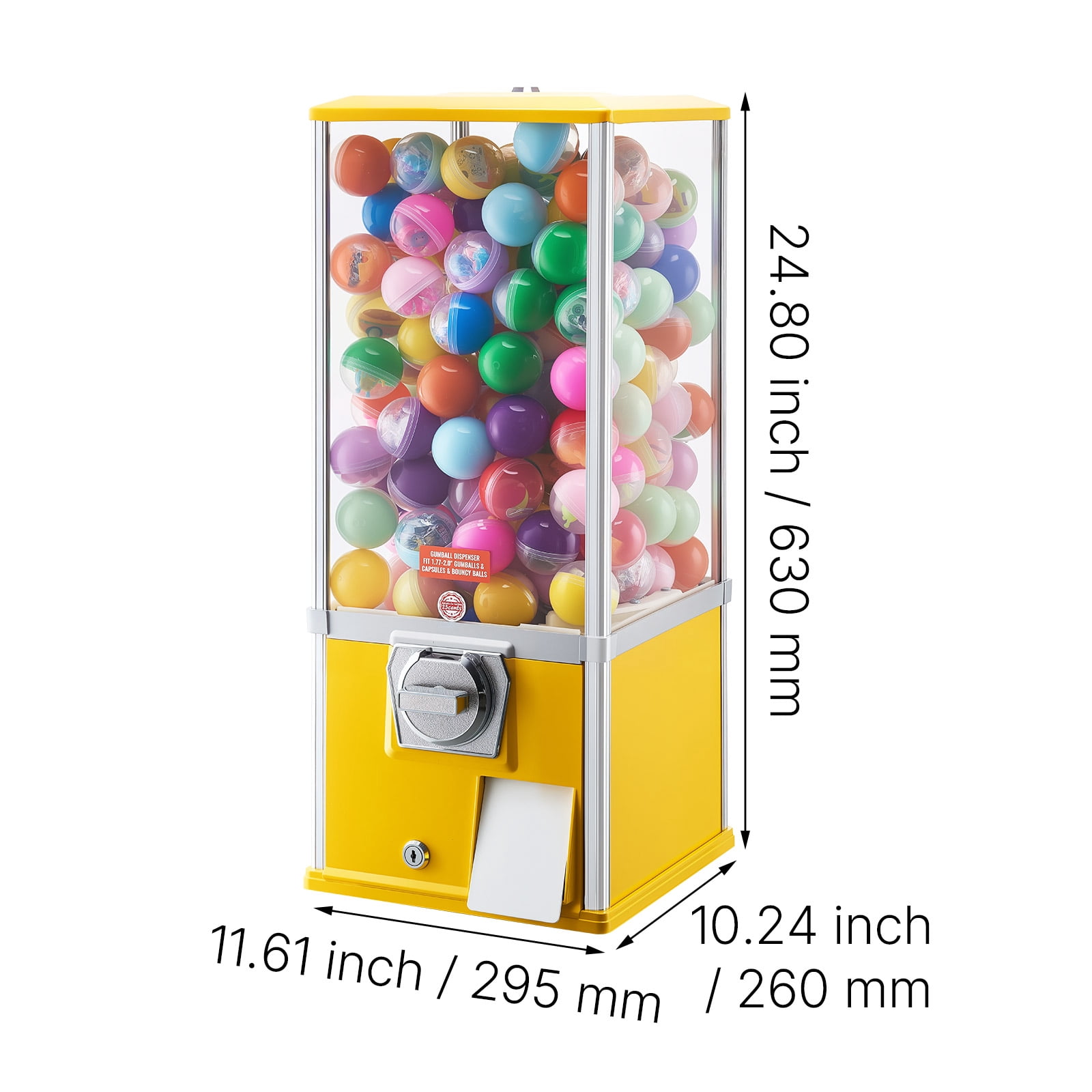 KFFKFF 25-Inch Candy Vending Machine, Coin-Operated Dispenser for Malls, Supermarkets, Parks, and Arcades, Holds Up to 230 1.77-Inch Round Candies