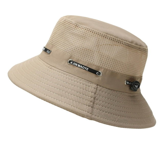 Fisherman Hat for Men, Solid Color Nylon Sun Hat with Drawstring Adjustability, Breathable Mesh Design, Vintage Style, Beach Wear, Costume Party Accessory