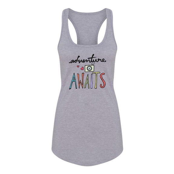 Adventure Awaits! Camera Racerback Tank Women -Image by Shutterstock, Female Medium