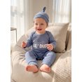 thumbnail image 4 of RUINIXCW Baby Boy Fall Outfit Cute Letter Embroidery Long Sleeve Romper and Hat Set, 4 of 6