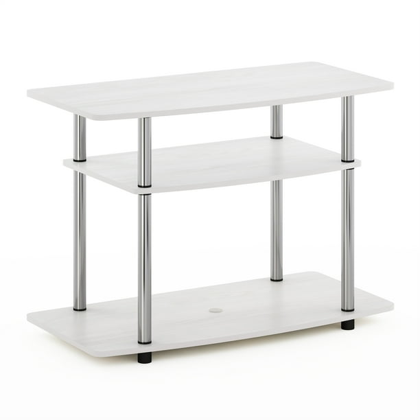 Furinno TurnNTube No Tools 3Tier TV Stands, White Oak/Chrome