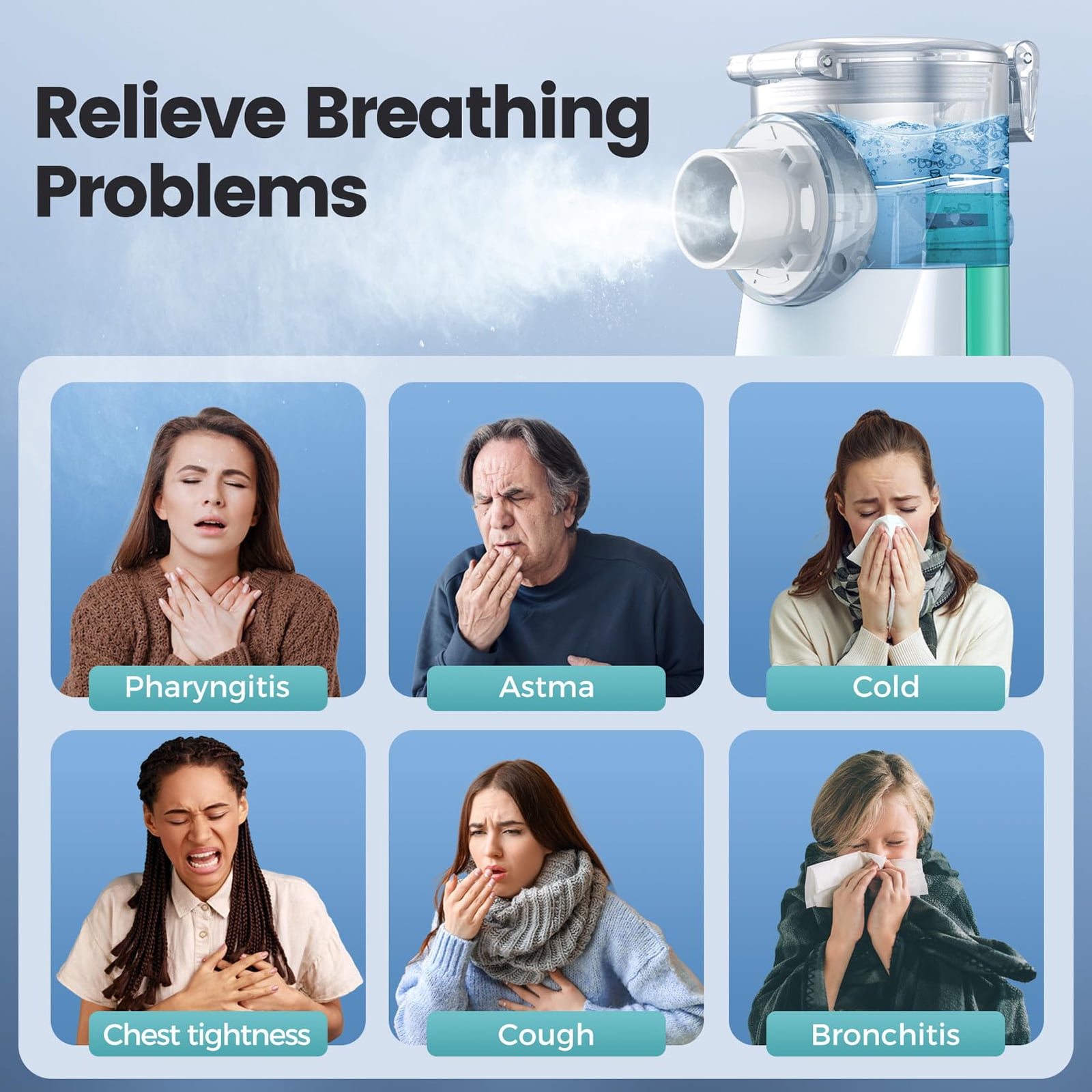 Portable Household Mini Inhaler Mist Machine Ultrasonic Humidifier For Kid Adult