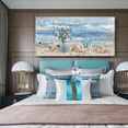 thumbnail image 5 of HFDF Beach Canvas Wall Art for Living Room Ocean Theme Seaside Print Blue Coastal Picture Abstract Seascape Landscape Pink Teal Painting Daisy Flowerdian Vase Artwork for Home Decor 24x16inch Framed, 5 of 6