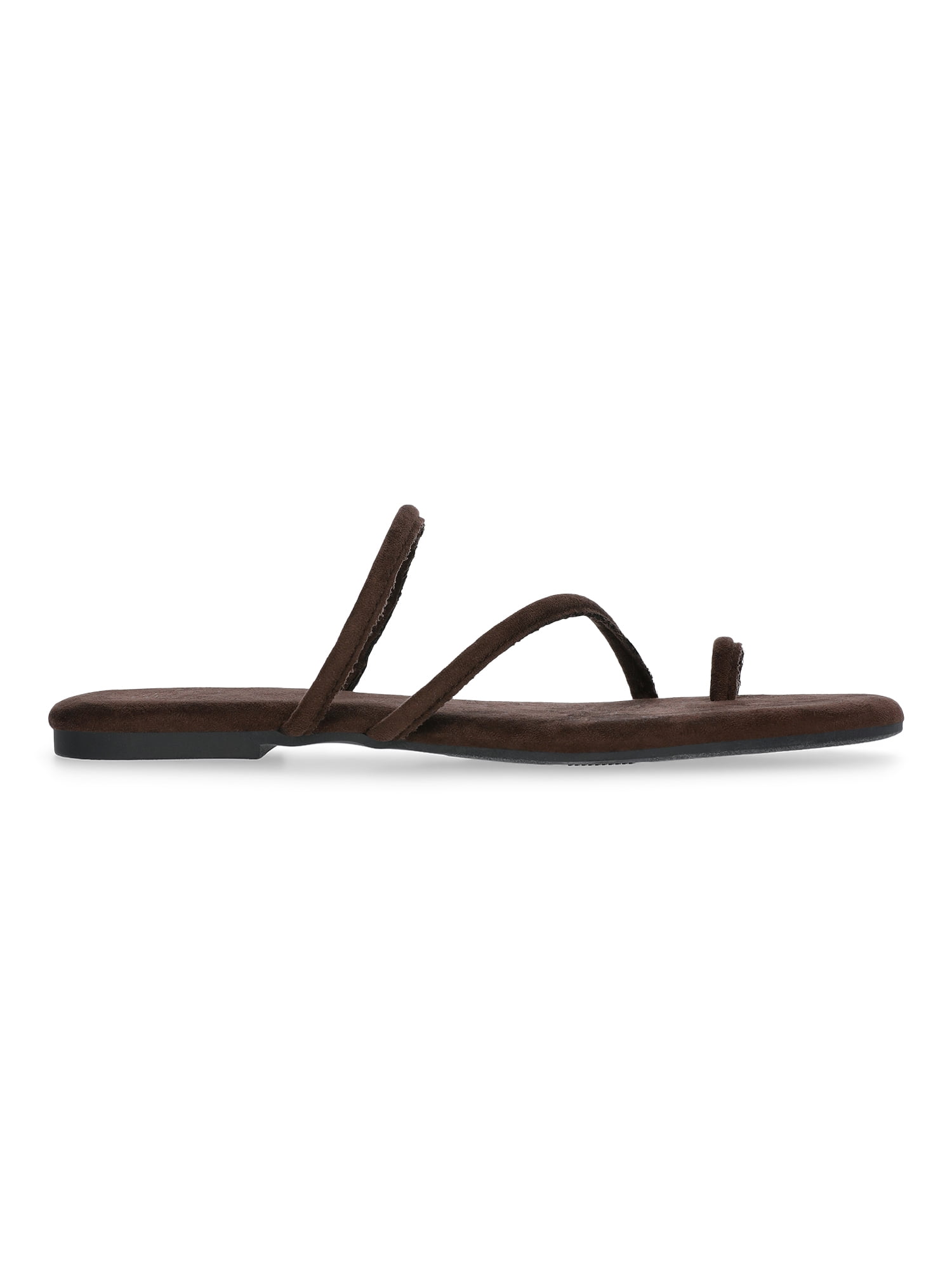Time and Tru Women's Faux Suede Barely There Toe Loop Sandals