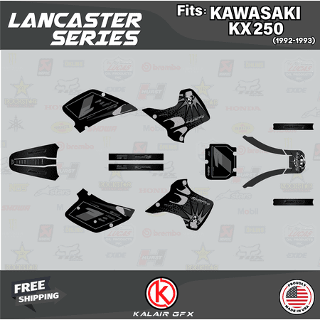 Kalair GFX Graphics Kit for Kawasaki KX250 (1992-1993) Lancaster Series Kalair GFX Graphics Kit for Kawasaki KX250 (1992-1993) Lancaster Series