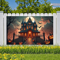 thumbnail image 5 of Haunted House Halloween Theme Spooky Decoration Jack-O-Lantern Design Bat Decoration Creepy Background for Halloween Party Kids Event Festive Decoration, 5 of 9