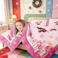thumbnail image 4 of Manfei Winter Holiday 7-Piece Twin Bedding,Golden Xmas Pink Christmas Bedding Comforter Set,Pink Reversible, 4 of 7