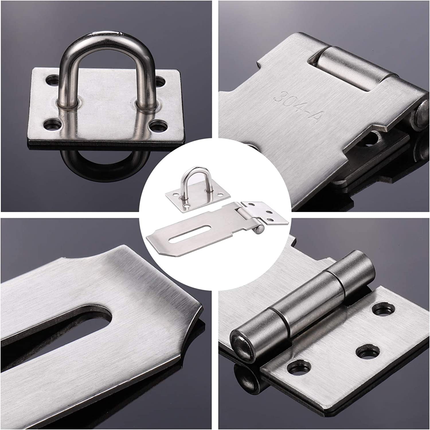 Staple Padlock Hasp with Padlock and Screws, Stainless Steel Door Latch with Key, Heavy Duty Staple Padlocks, Waterproof Door Latch, Door Closer for Bedroom Patio Garden