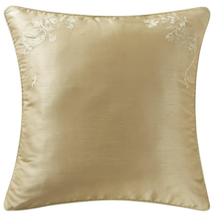 Gold Sham Marquis by Waterford Isabella Gold silk Floral with delicate floral embroidery Euro Sham ()