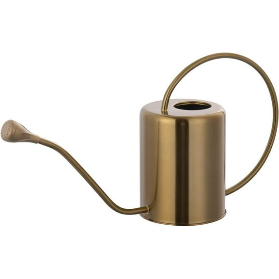Neighborly Nook 1/2 Gallon 68oz Long Spout Stainless Steel Gold Colored Watering Can for Indoor Plant Watering or Outdoor Gardening with 2 Removable Spray Spout for Flowers, Medium
