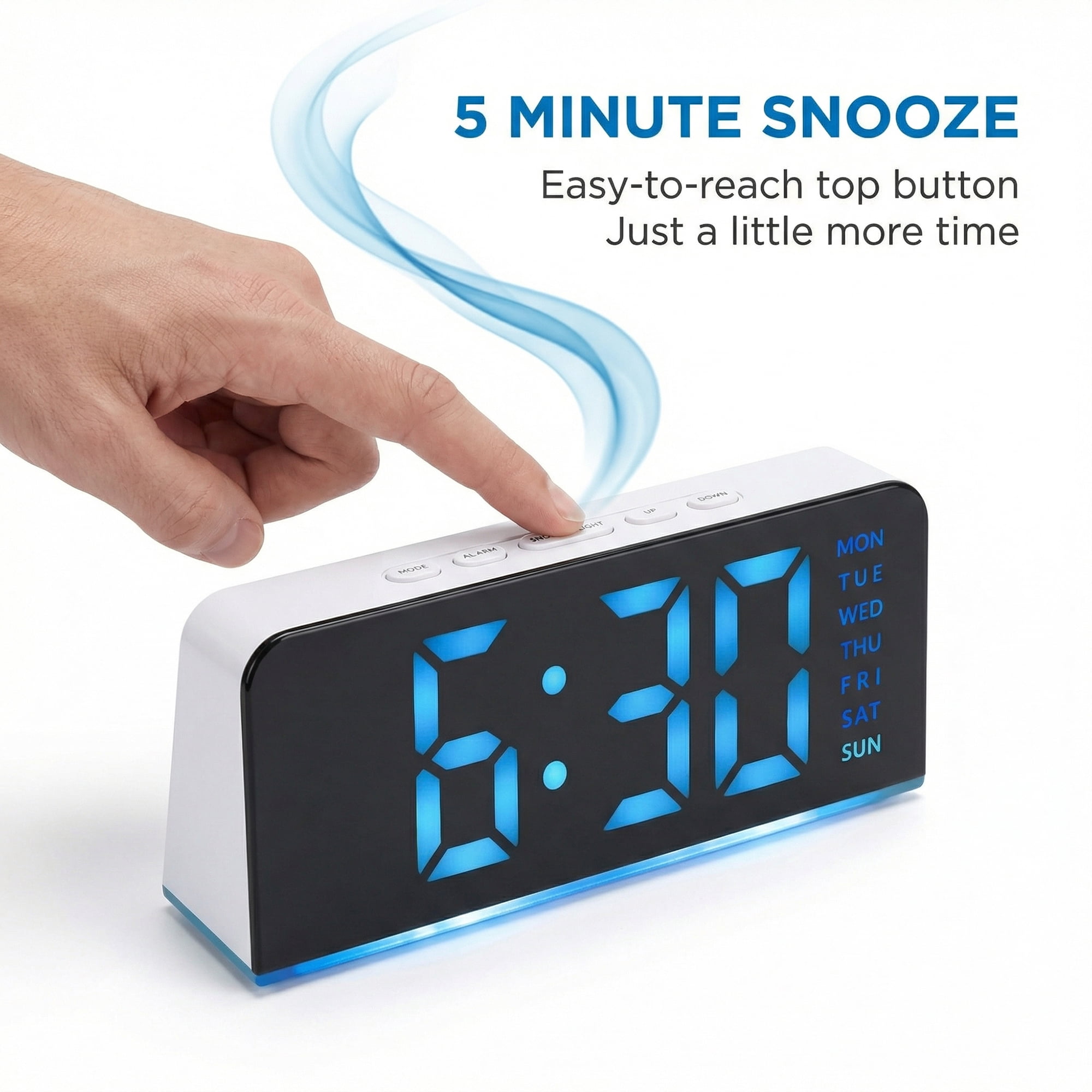 Unique Bargains Dimmable Dual Alarm Clock with Snooze Function 6.3" x 1.6" x 2.6"