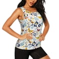 thumbnail image 2 of Xecao Flowers Butterfly print women's scoop neck, loose-fit workout tank tops for the gym., 2 of 9