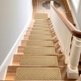 thumbnail image 2 of Pure Era 8" x 30" Carpet Stair Treads Protector Cover Indoor Non Slip Self Adhensive Tape Free Set of 12 (Khaki Mini Diamond Trellis), 2 of 11