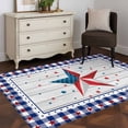 thumbnail image 4 of Independence Day Washable Area Rug 3 x 5 ft USA Flag Star Blue Red Plaid Wood Grain, Soft Non Slip Rugs Stain Repellent Indoor Felt Carpet for Living Dining Room Bedroom Home Office, 4 of 9