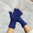 thumbnail image 4 of harmtty Winter Gloves Unisex Half-finger Thermal Gloves Soft Fleece Elastic Wrist Anti-slip Windproof Extended Wrist Ideal for Winter Weather Writing Typing 1 Blue, 4 of 8