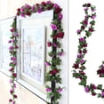 thumbnail image 3 of Guirnalda de flores artificiales de 2,5 m, realista, resistente a los rayos UV, de ratán, para bodas, fiestas, decoración colgante de simulación., 3 of 7