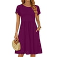 thumbnail image 3 of UVN Womens Summer Dresses Short Petal Sleeve Crew Neck Midi Sundress for Women A-Line Flowy Dress with Pocket, 3 of 9
