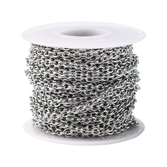 30 Feet 4x3mm Stainless Steel Unwelded Cable Chain Spool Link in Bulk for Necklace Jewelry Making