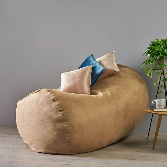 Noble House Amiyrah 6.5 ft Suede Bean Bag, Tuscany
