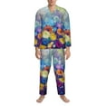 thumbnail image 4 of Kll Spring Flower Seasonal Sleepwear Mens Flannel Pajamas,Long Cotton Pj Set, 4 of 9