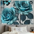 thumbnail image 2 of Orinice Blue Roses Butterflies Gothic Art Tapestry Wall Hanging Unique Style for Home Decor Living Room Bedroom 40x60inch, 2 of 6