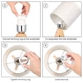 thumbnail image 7 of Small Bedside Table Lamp Wooden Tripod Nightstand Lamp with Fabric Linen Shade, 7 of 7