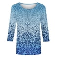 thumbnail image 4 of Craaazy 3/4 Sleeve Tops for Women Loose Fit Crew Neck Vintage Prints Casual T Shirts Plus Size S to 5XL Spring Summer Fall Daily Wear, 4 of 5