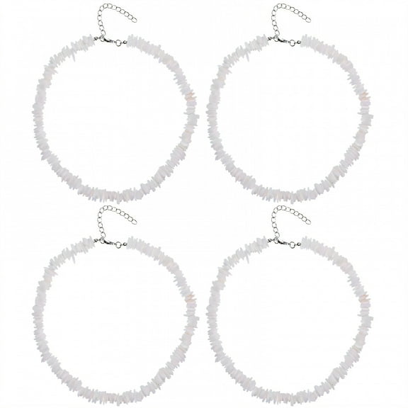 DESIGNICE 4Pcs Shell Necklace White Conch Clam Chips Beach Necklace Restrained Hue Necklace for Women