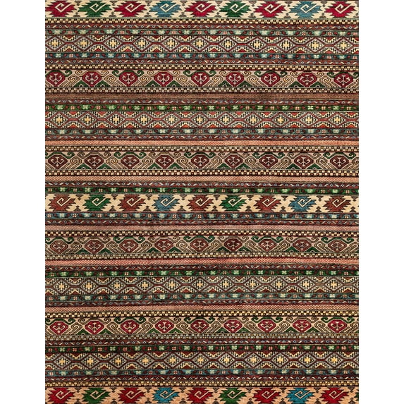 Ahgly Company Indoor Rectangle Abstract Red Oriental Area Rugs, 7' x 9'