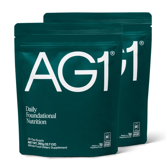 AG1 Greens Powder Supplement | Improve Gut Health | Multivitamin, Probiotic, Gluten Free, Vegan and Keto Friendly | 75 Vitamins (Athletic Greens) - 2 Pack, Classic Formula (30 Servings Per Pouch)