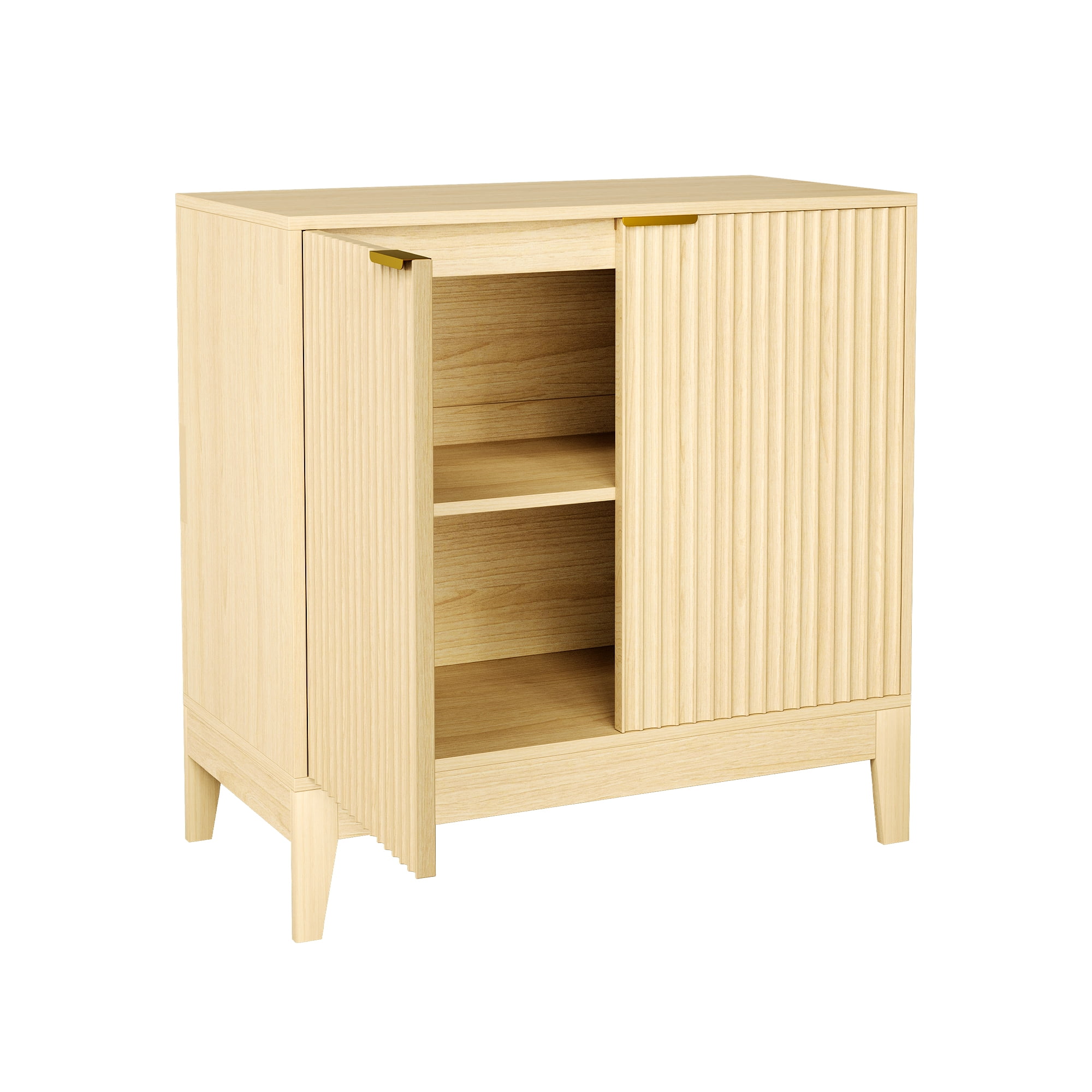 31.5 Fluted Sideboard Buffet Cabinet Modern Wooden Storage Console Table with Adjustable Shelf & Fluted Doors Multi-Functional Sideboard for Living Room Dining Room Kitchen 1 PCS