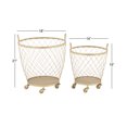 thumbnail image 4 of DecMode Gold Metal Mobile Wire Basket Storage Cart with Wood Interior, 4 of 14